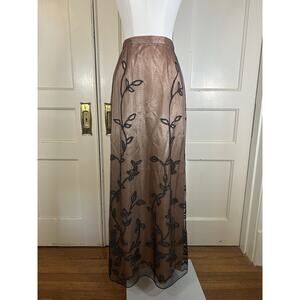Vtg Arianna by Rachel Kaye Floral Velvet Mesh Overlay Maxi Skirt Womens 12 USA